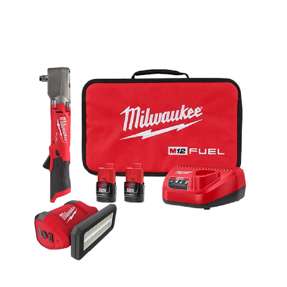 Llave de Impacto Angulo Recto 1/2” M12 Incluye 2 Baterias y Cargador + Linterna 2367-20 Milwaukee