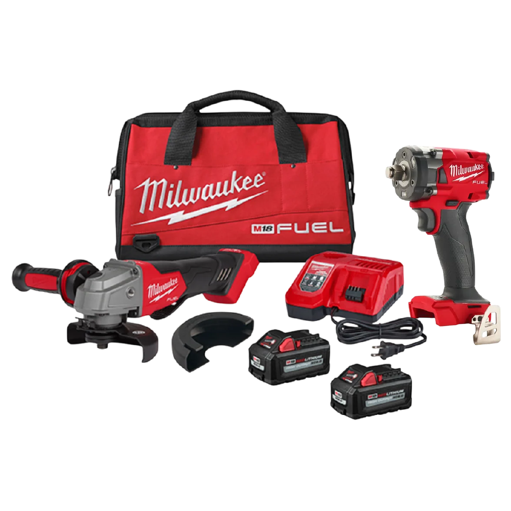 Pulidora 4-1/2” y 5” Paddle Switch Incluye 2 Baterias de 6.0AH y Cargador + Llave de Impacto 2854-20 Milwaukee