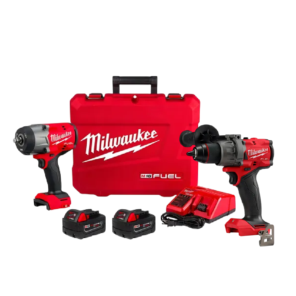 Llave de Impacto ½” 18V Alto Torque 1200 PIE-LB Incluye 2 Baterias de 5.0AH y Cargador + Taladro Percutor 2904-20 Milwaukee