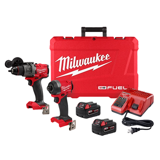 Combo de Taladro Percutor ½ y Atornillador de Impacto ¼ 18V Incluye 2 Baterias de 5.0AH y Cargador Milwaukee