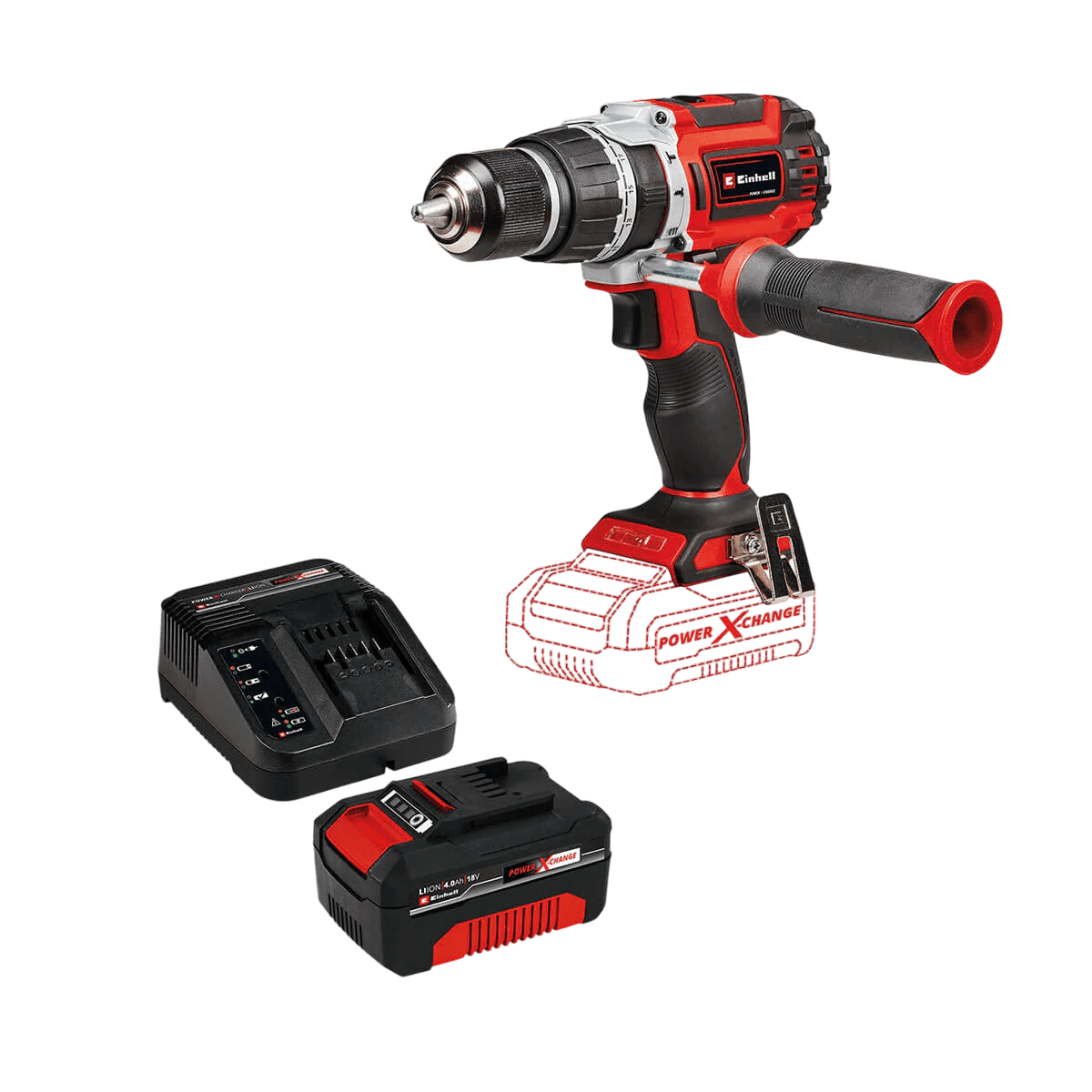 Taladro Percutor Pxc 1/2" Brusslesh (solo Equipo) + Starter Kit 18V (batería 2 ,5 AH + Cargador) Bivolt Einhell | Ref. 4513942+4512099