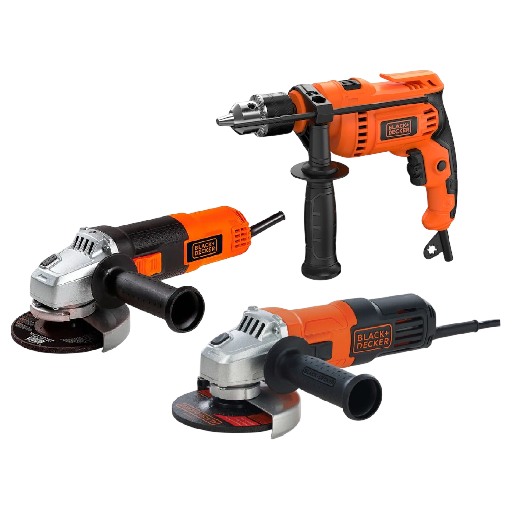 Combo Taladro Percutor 1/2" + Pulidora G720 + Pulidora G650 Black+Decker