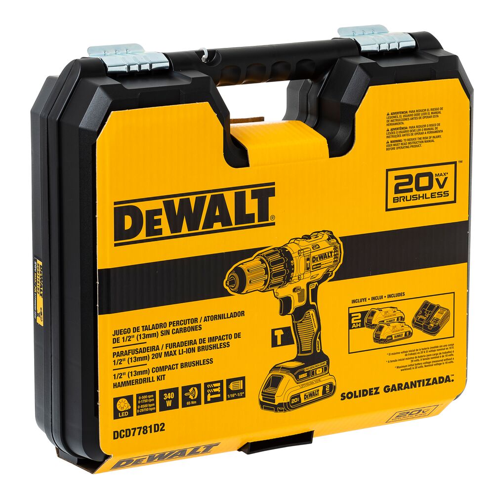 Taladro Percutor 1/2” 20V MAX Brushless – DCD7781D2-B3-BLACK