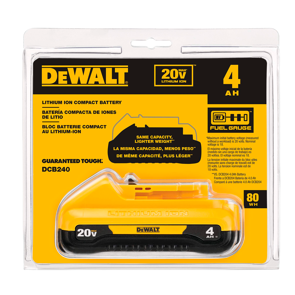 Batería ION de litio compacta, 20 Voltios 4Ah - DEWALT