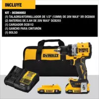DEWALT 20V MAX XR Kit Taladro/Atornillador 1/2″ DCD800D2-B3 – BLACK FRIDAY