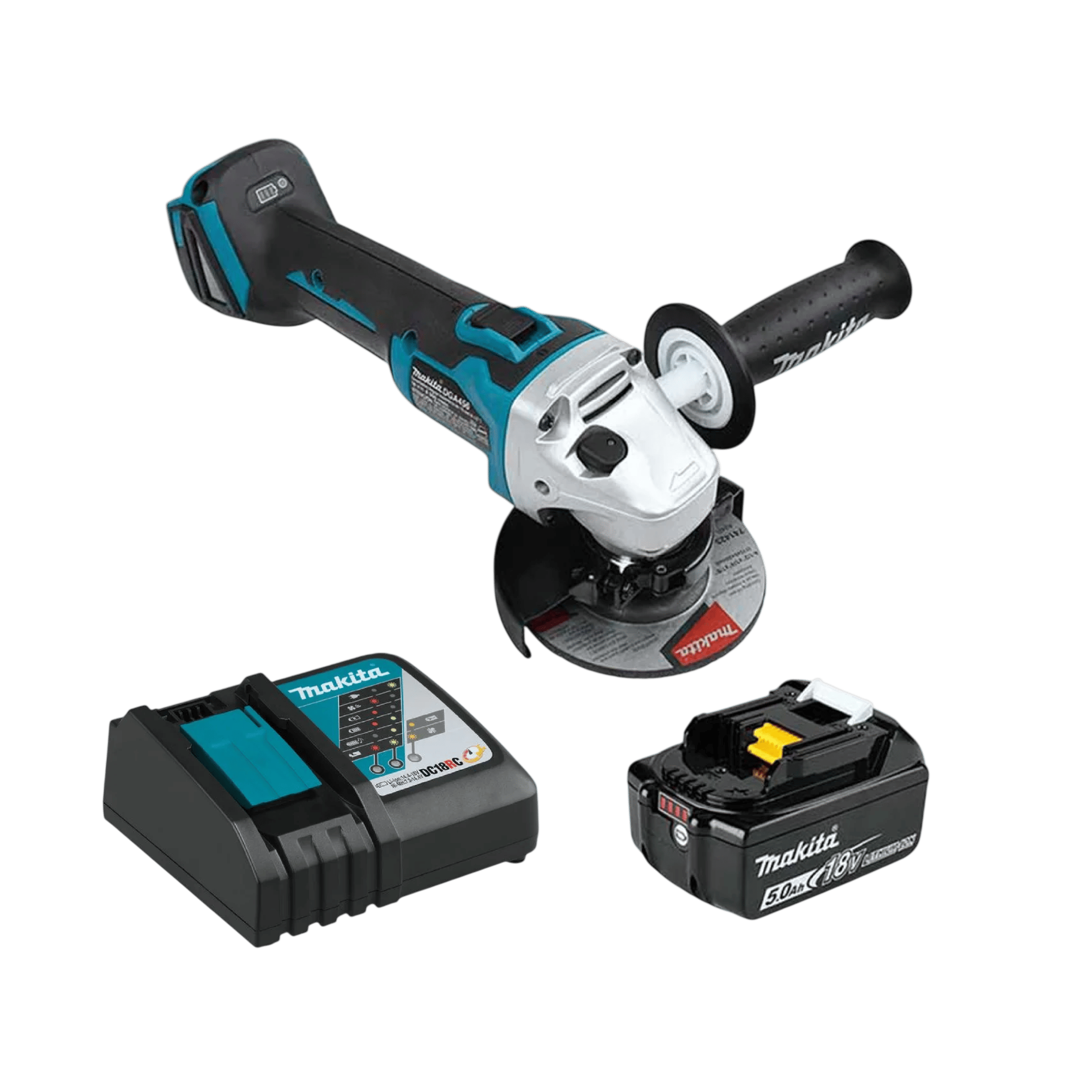 Pulidora 4-1/2" BL 18V con 1 Bateria de 5.0AH + Cargador Makita | Ref. DGA458Z-PROM