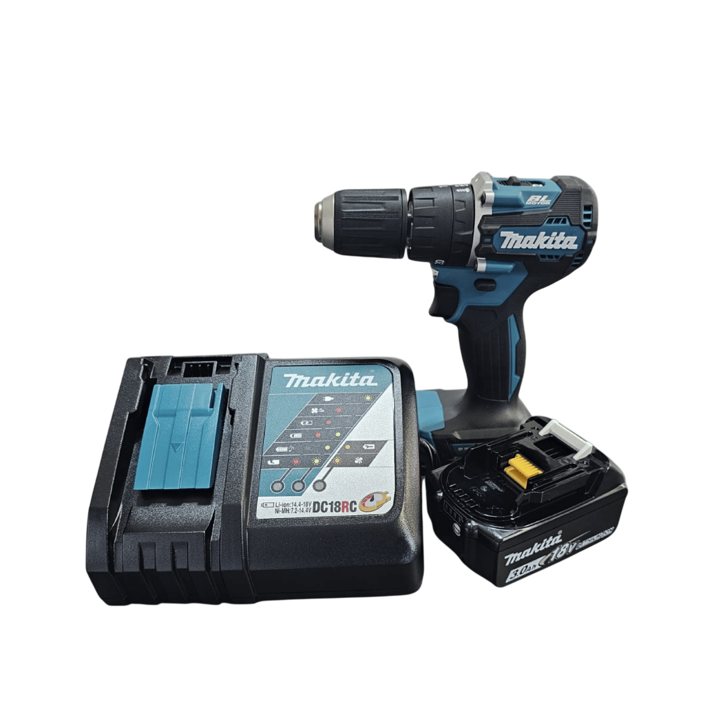 Taladro Percutor de 1/2" 18V BRUSHLESS con Bateria 632G13-1 de 3.0AH y Cargador Makita | Ref. DHP487Z-PROMO