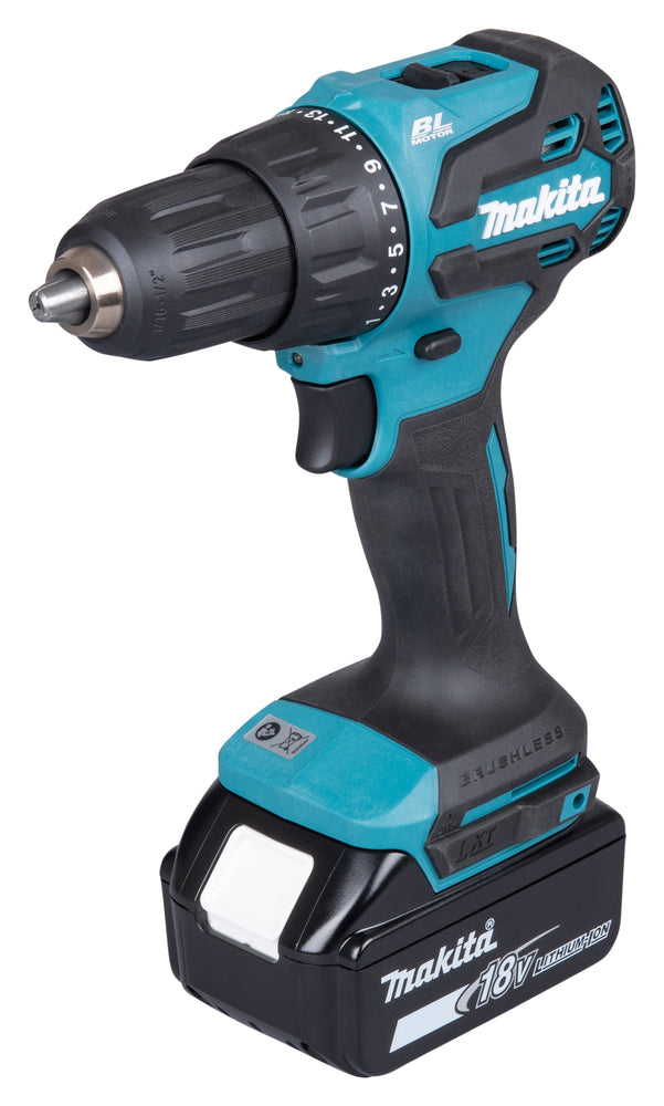Taladro Percutor de 1/2" 18V 65NM BRUSHLESS con Bateria I96617 de 3.0AH y Cargador 630714-3 Makita DHP490Z-PROMO ¡PROMOCIÓN FERIA FERRETERA!