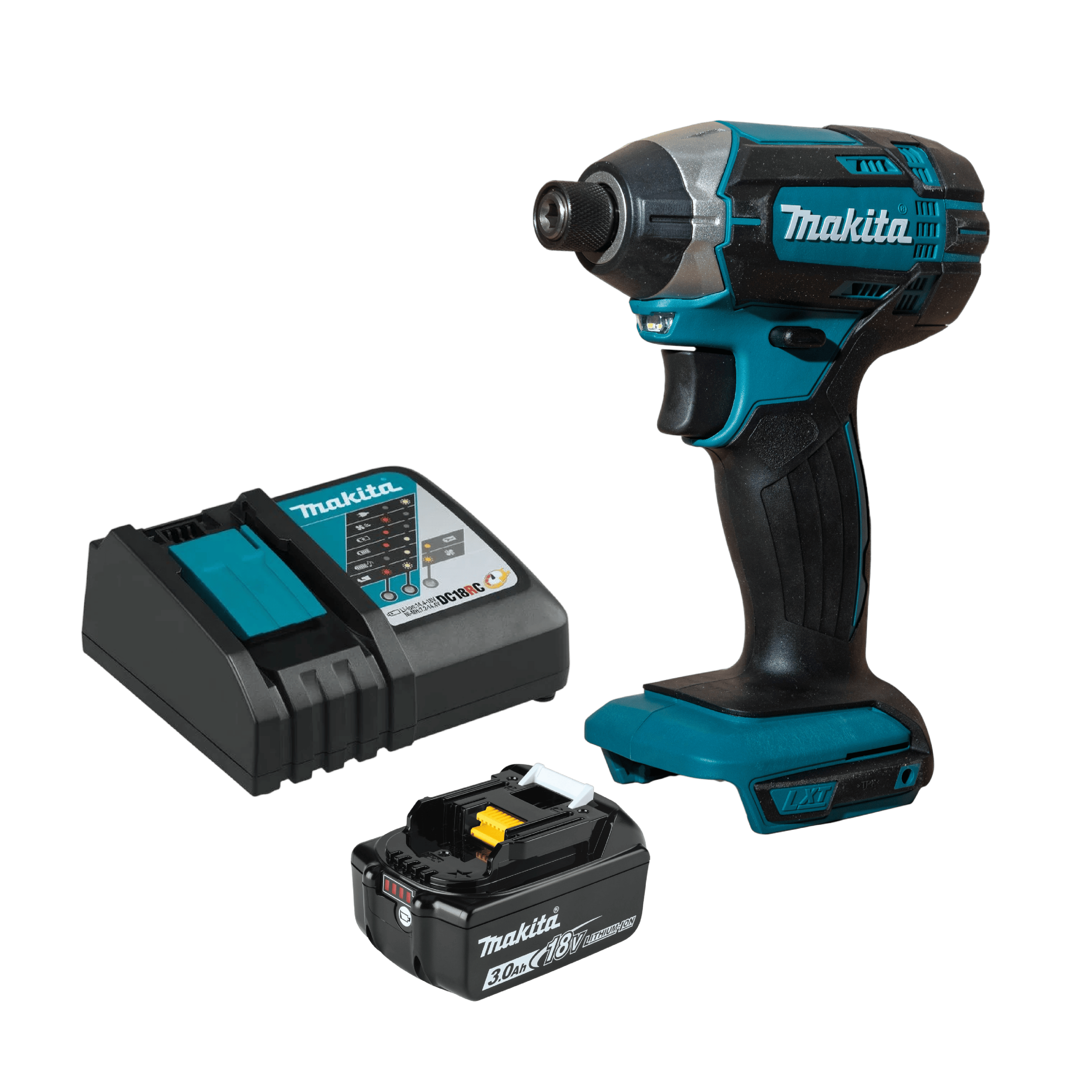 Atornillador de Impacto 18V 1/4" Makita Incluye Bateria de 3.0AH 632G13-1 + Cargador 1912Y7-5 Makita | Ref. DTD152Z-PROMO