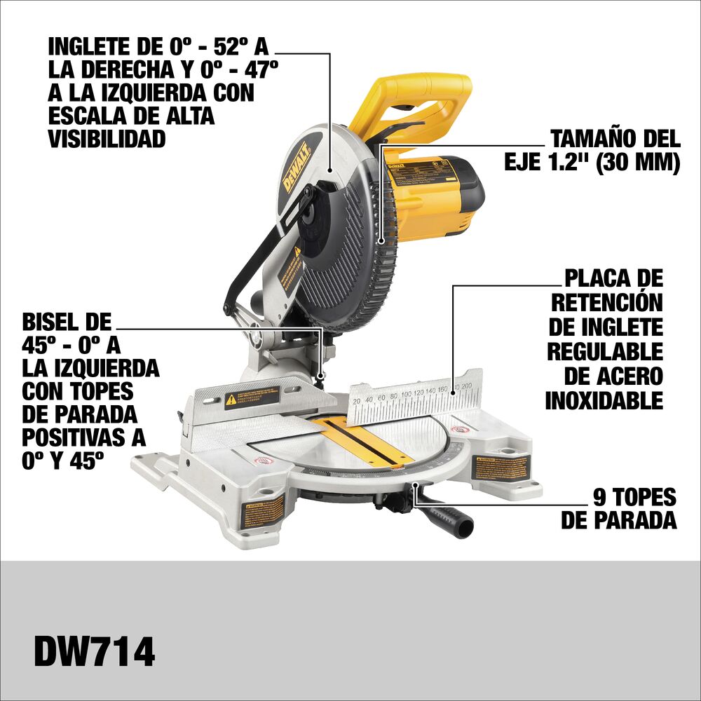 Sierra ingleteadora DEWALT 10 pulgadas 2000W DW714-B3 – Almacenes HJ
