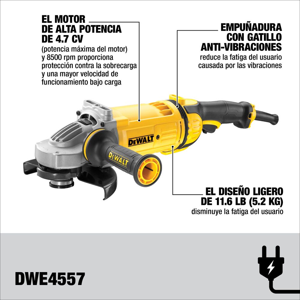 Pulidora Angular Industrial DEWALT 7” 2400W DWE4557-B3