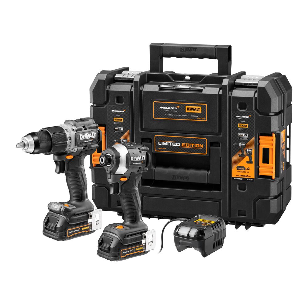 Combo taladro percutor ½” + Atornillador de impacto ¼” 20V Brushless edición especial MCLAREN DEWALT