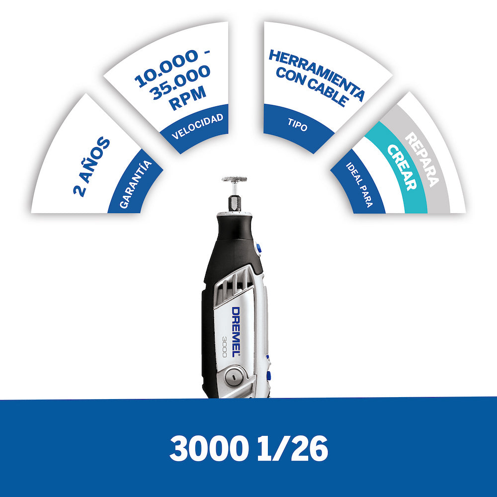 Multiherramienta Dremel 3000 Mototool con 26 Accesorios + Maletín