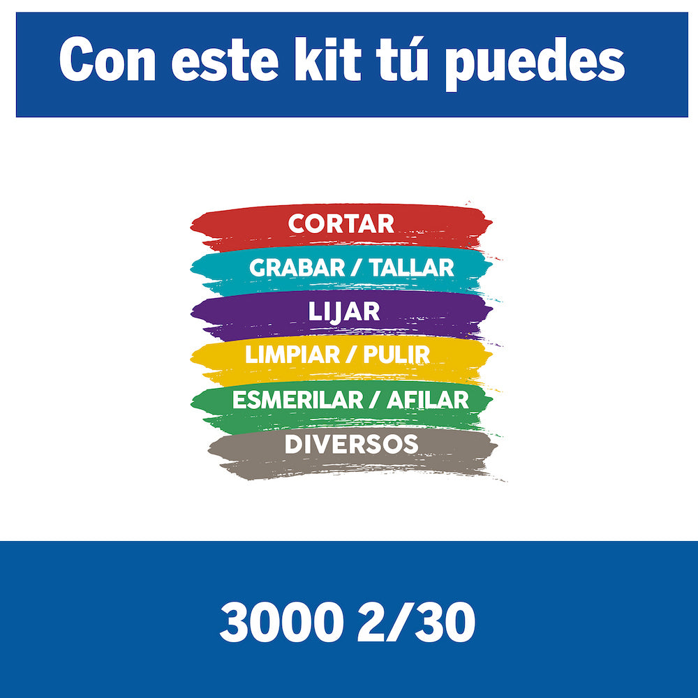 Multiherramienta Dremel 3000 Mototool con 30 Accesorios, 2 Aditamentos y Maletín