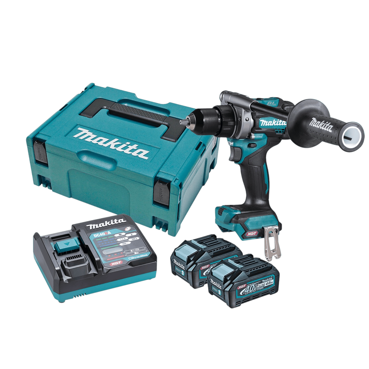 Taladro Percutor de 1/2" 40V Incluye 2 Baterias de 4.0AH y Cargador Makita