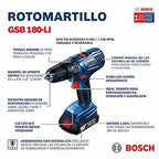 Taladro Percutor Inalámbrico Bosch GSB 183-LI 18V con 2 Baterías
