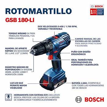 Taladro Percutor Inalámbrico Bosch GSB 183-LI 18V con 2 Baterías | ¡Promoción Especial! - 0
