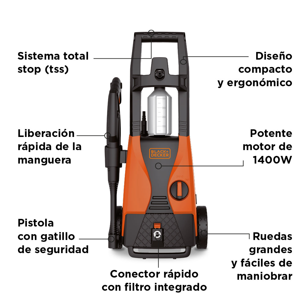 Hidrolavadora BLACK+DECKER 1400W 1512 PSI + Set de 107 Herramientas | ¡Promoción Especial! - 0