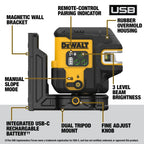 Nivel Laser Cruz + Plomada Linea Verde Bateria Interna Carga USB Dewalt DCLE14221GB ¡PROMOCIÓN FERIA FERRETERA!