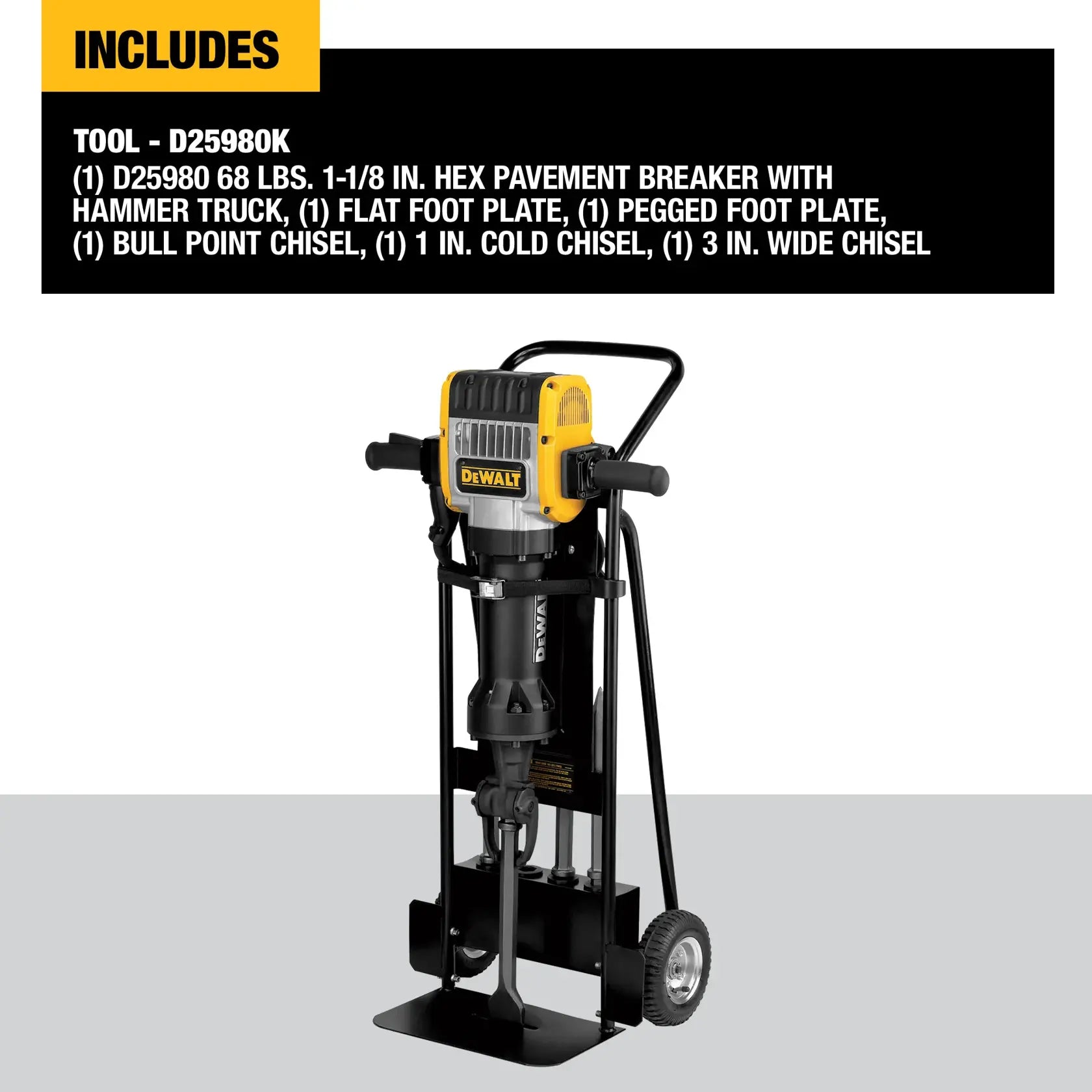 Demoledor Hexagonal 1-1/8" 2100W 61J 31KG + 2 Puntas + 2 Palas + Carro Dewalt D25980T ¡PROMOCIÓN FERIA FERRETERA!