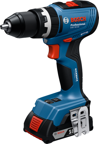 Taladro Percutor 1/2" 18V BL Incluye 2 Baterias de 2.0AH y Cargador Bosch GSB18V-65KIT ¡PROMOCIÓN FERIA FERRETERA!