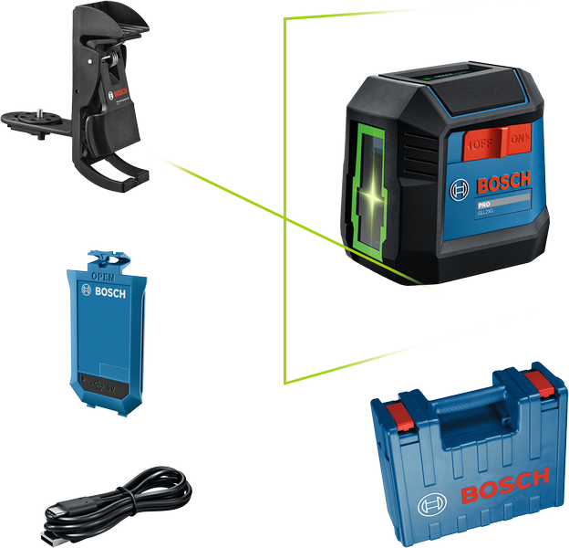Nivel Laser + Bateria USB Linea Verde Bosch GLL2XG-LI+BATERIA ¡PROMOCIÓN FERIA FERRETERA!